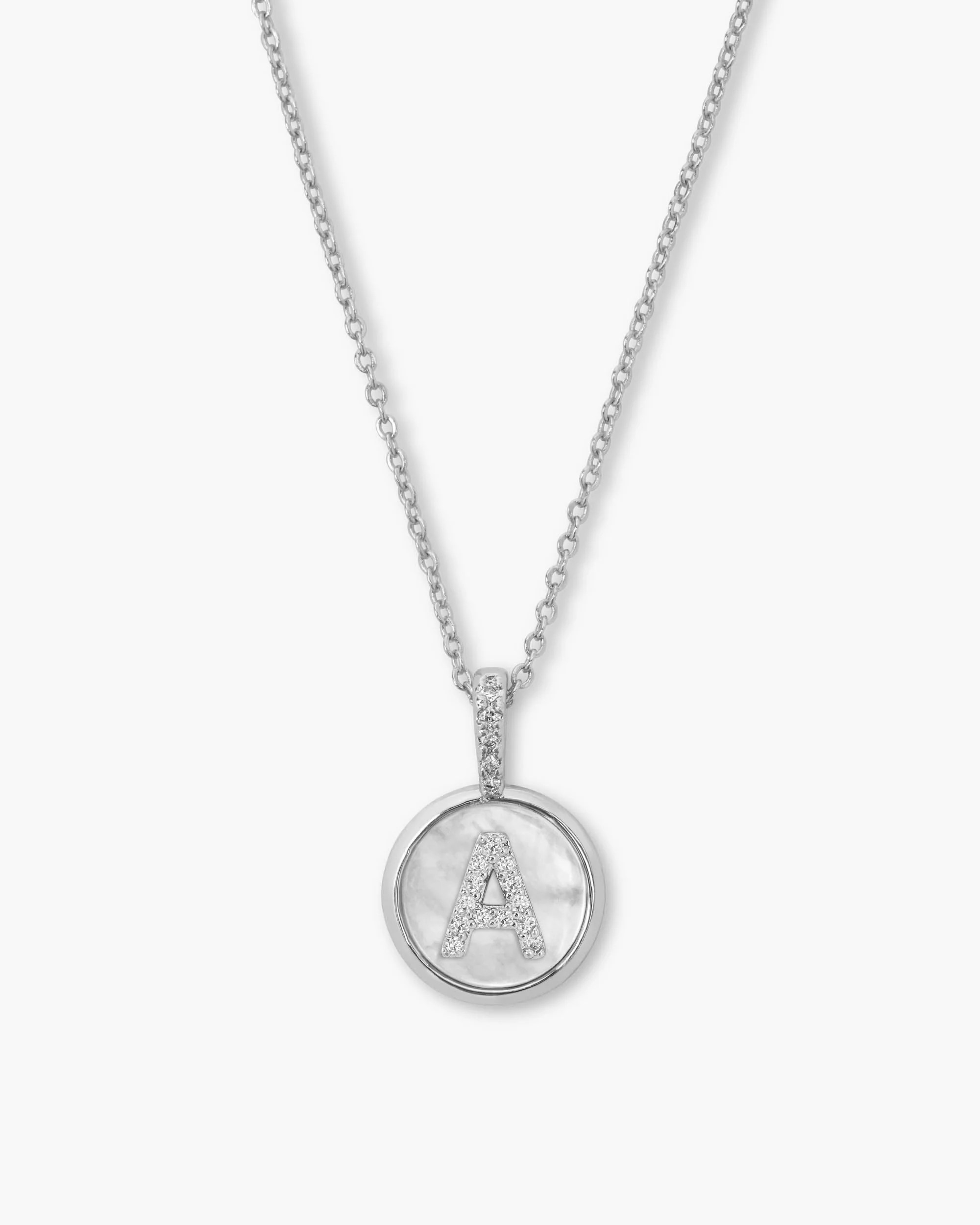 Baby Love Letters Medallion Necklace - Silver|White Diamondettes | Melinda Maria Jewelry