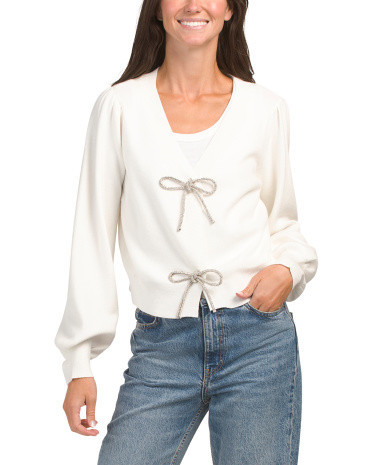 Rhinestone Bow Cardigan | TJ Maxx