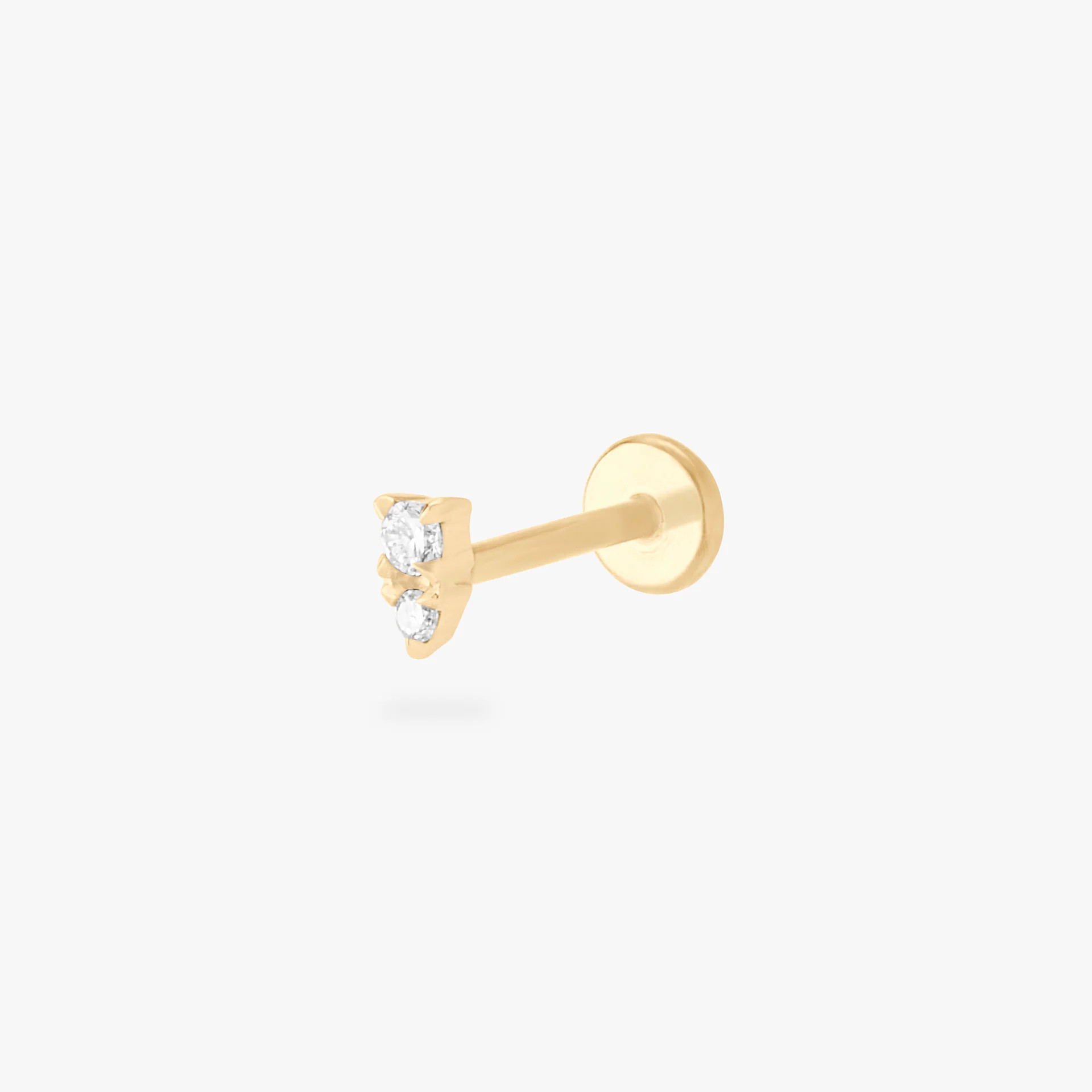 14K Stacked CZ Flatback Stud | Studs