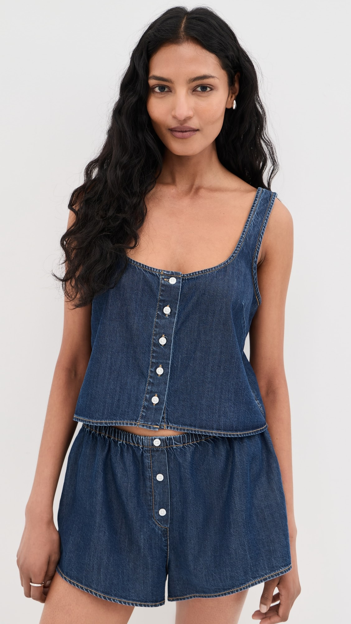 Denim Button Front Tank | Shopbop