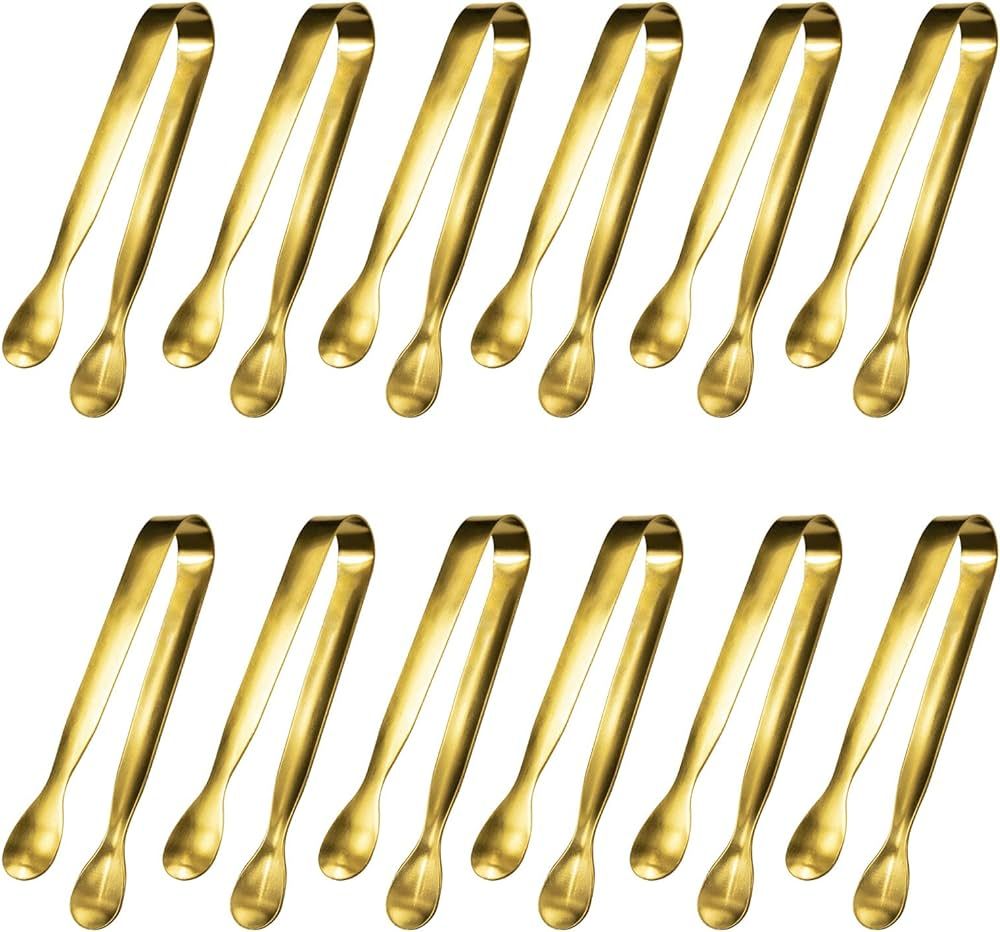 JCREN 12 Pcs Serving Tongs, Small Serving Utensils for Parties Catering Gold Tongs, Food-Grade 30... | Amazon (US)