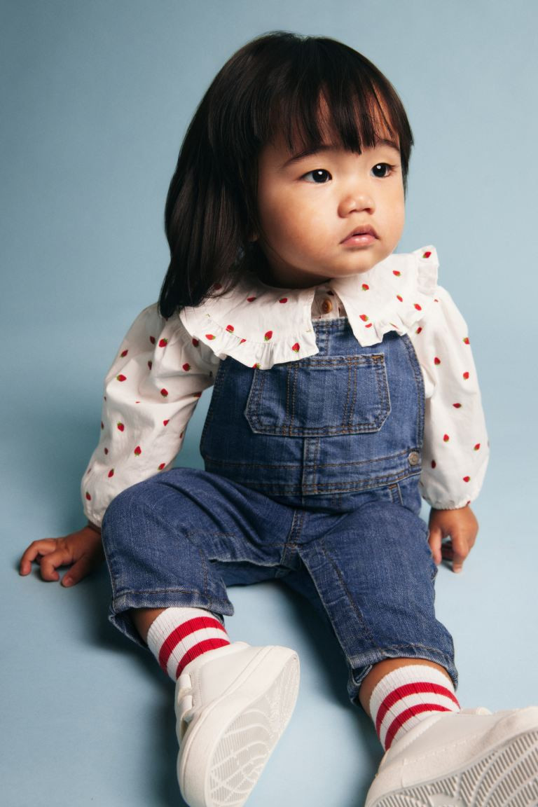 Cotton Blouse with Collar - White/strawberries - Kids | H&M US | H&M (US + CA)