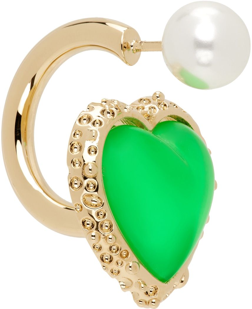 Safsafu - Gold & Green Miss Limelight Single Earring | SSENSE