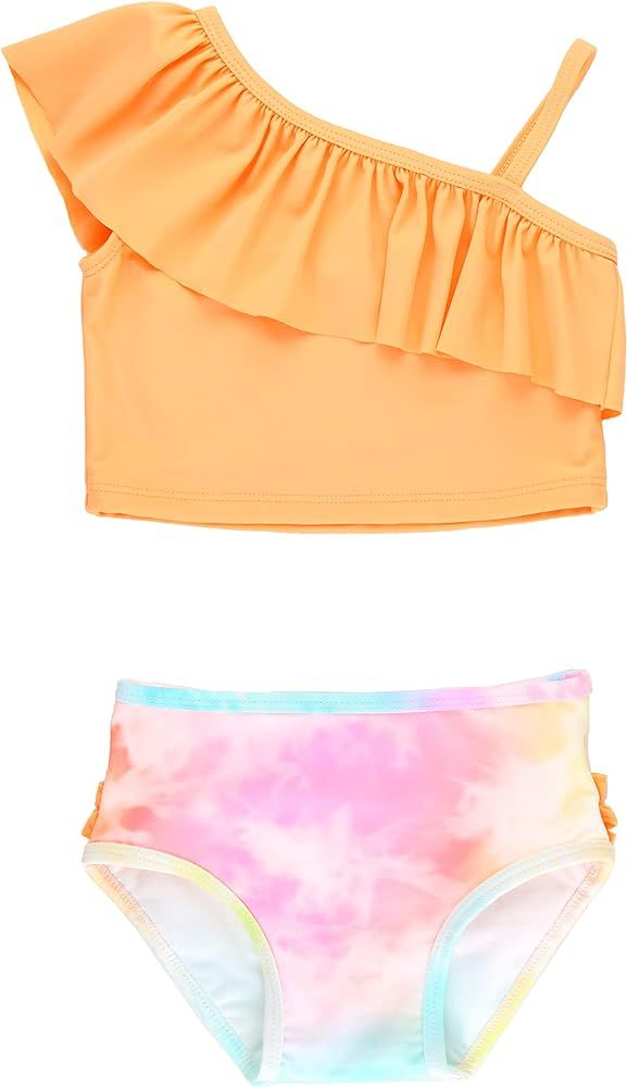 RuffleButts Baby/Toddler Girls Cropped 2-Piece Sleeveless Tankini Swimsuits with UPF50+ Sun Prote... | Amazon (US)