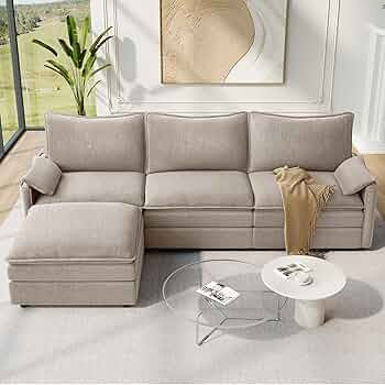 Vesgantti 108" Modular Sectional Sofa, Comfy Cloud Couch with Movable Ottoman Deep Seat Chenille ... | Amazon (US)