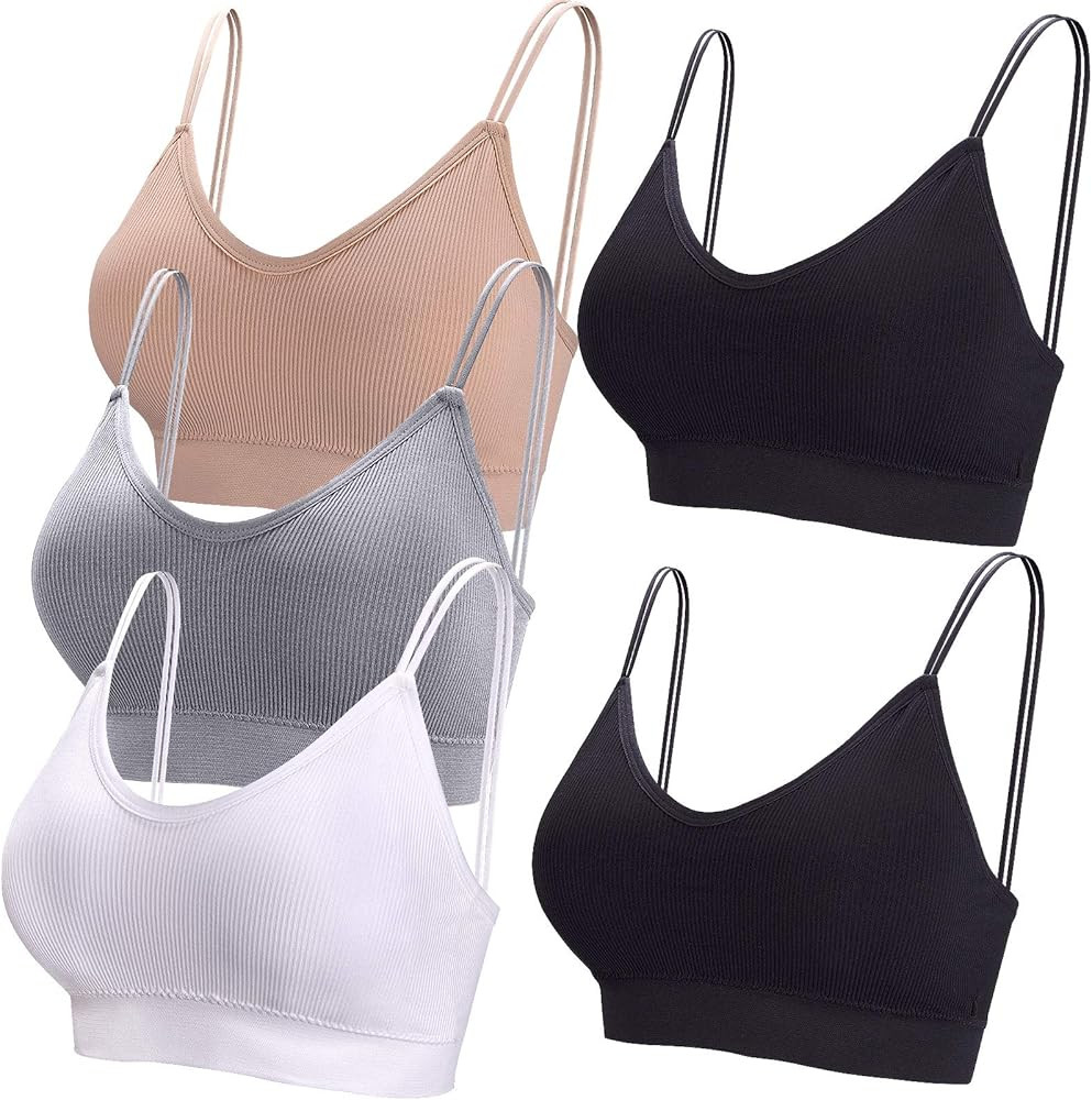 BQTQ 5 Pcs V Neck Tube Top Bra Padded Camisole Bra for Women Seamless Bralettes | Amazon (US)