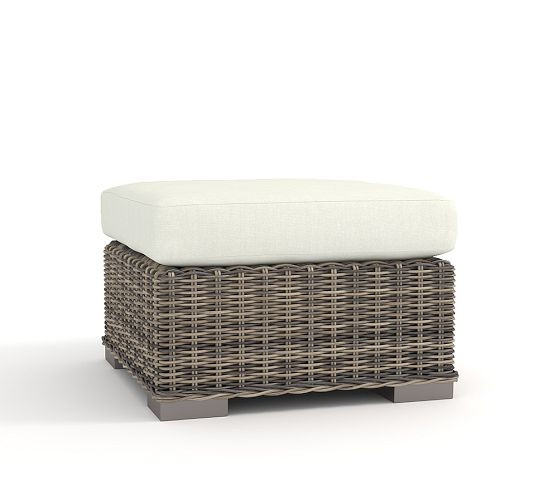 Huntington  Wicker Outdoor Ottoman (27") | Pottery Barn (US)