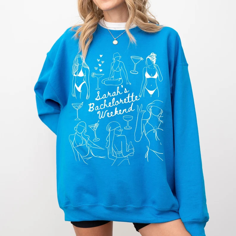 CUSTOM Martinis and Bikinis Themed Bachelorette Sweatshirt, Personalized Beach Theme Bach Apparel... | Etsy (US)