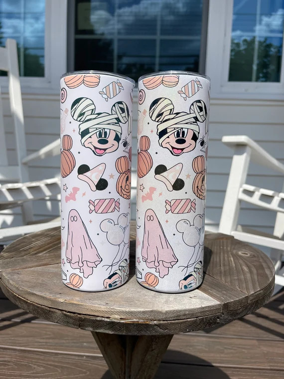 Spooky Vibes 20oz glitter tumbler with lid and straw,ghost, Halloween, bats, boo, candy corn, gli... | Etsy (US)