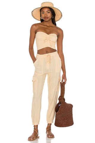 Tahiti Tube Top in Melon | Peach Top Tan Top Crop Top Tan Pants Vacation Pants Pant Set | Revolve Clothing (Global)