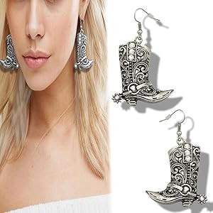 Western West Cowgirl Boots Earrings Texas Spur Dangle Drop Earrings Rodeo Boho Fancy Dress Costum... | Amazon (US)