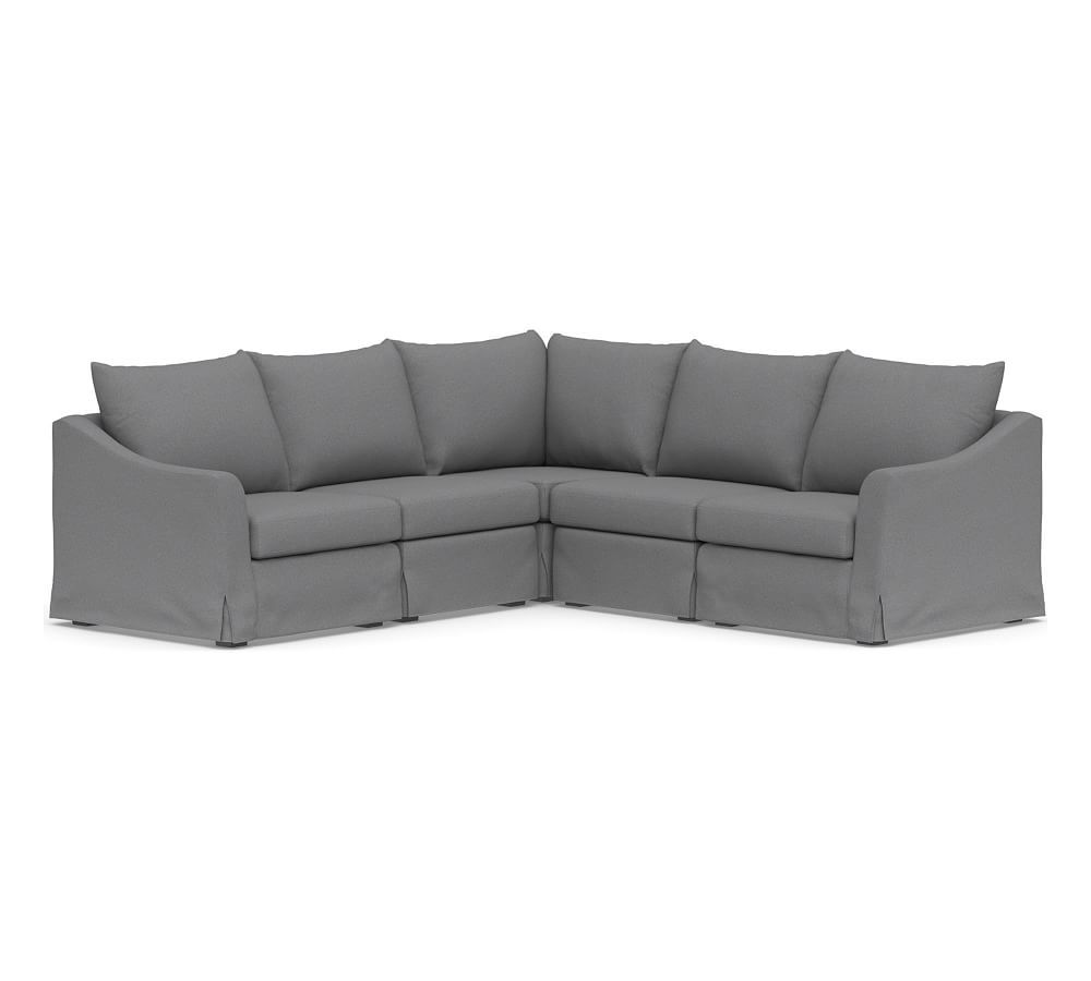 SoMa Brady Slope Arm Slipcovered 4-Piece Reversible Sectional, Polyester Wrapped Cushions, Textured  | Pottery Barn (US)
