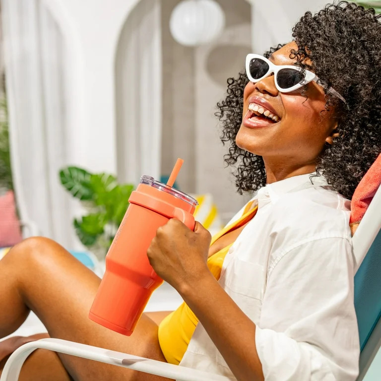 Reduce Vacuum Insulated Stainless Steel Cold1 Tumbler with Handle, Lid, and Straw, Pink Coral, 40... | Walmart (US)