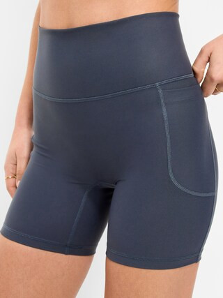 Extra-High Waisted PowerSoft Boundless Pocket Biker Shorts-- 6-inch inseam - No Front Seam | Old Navy (US)