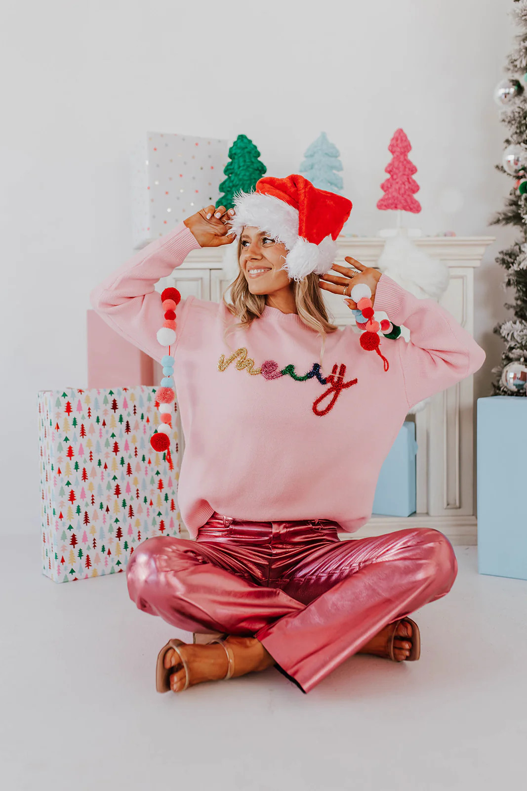 THE MERRY TINSEL SWEATER IN PINK | Pink Desert