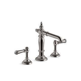 KOHLER Artifacts With Column Design Widespread Bathroom Sink Spout, Vibrant Titanium | The Home Depot