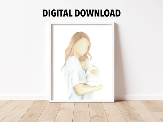 Mother and Child Watercolor Mom Print Newborn Motherhood | Etsy | Etsy (US)