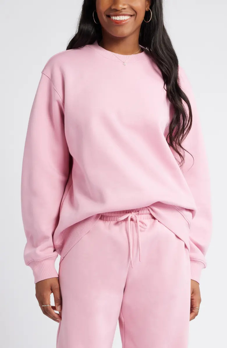 BP. Fleece Detail Oversize Crewneck Sweatshirt | Nordstrom | Nordstrom