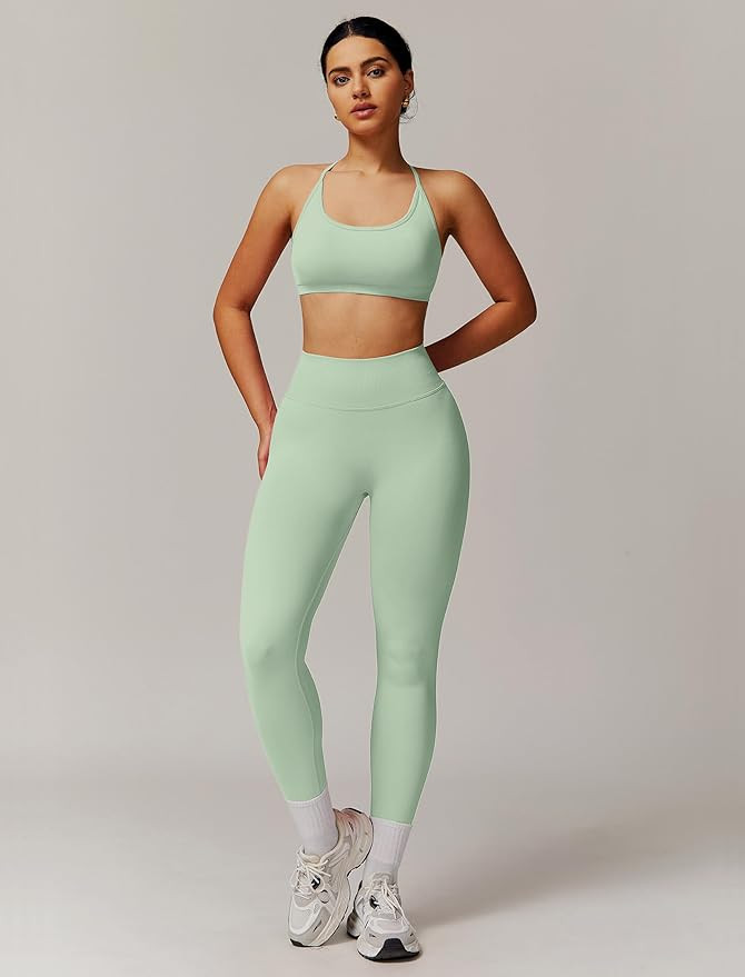 ABOCIW Workout Sets for Women 2 Piece Seamless HIgh Waist Scunch Butt Lifting Leggings Strappy Sp... | Amazon (US)