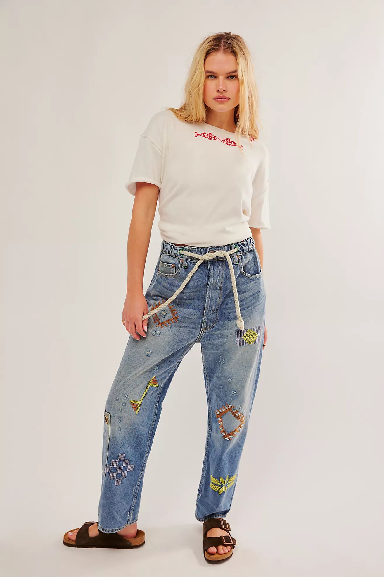 Dr. Collectors Embroidered Pull-On Jeans | Free People (Global - UK&FR Excluded)