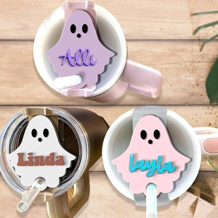 40oz 30 oz Personalized Ghost Stanley Topper, Stanley Cup Accessory, Boo Tumbler Name Tag, Hallow... | Amazon (US)