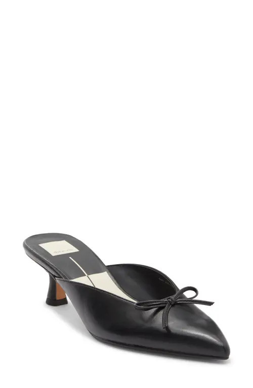 Dolce Vita Cleo Pointed Toe Kitten Heel Mule in Black Leather at Nordstrom, Size 8.5 | Nordstrom