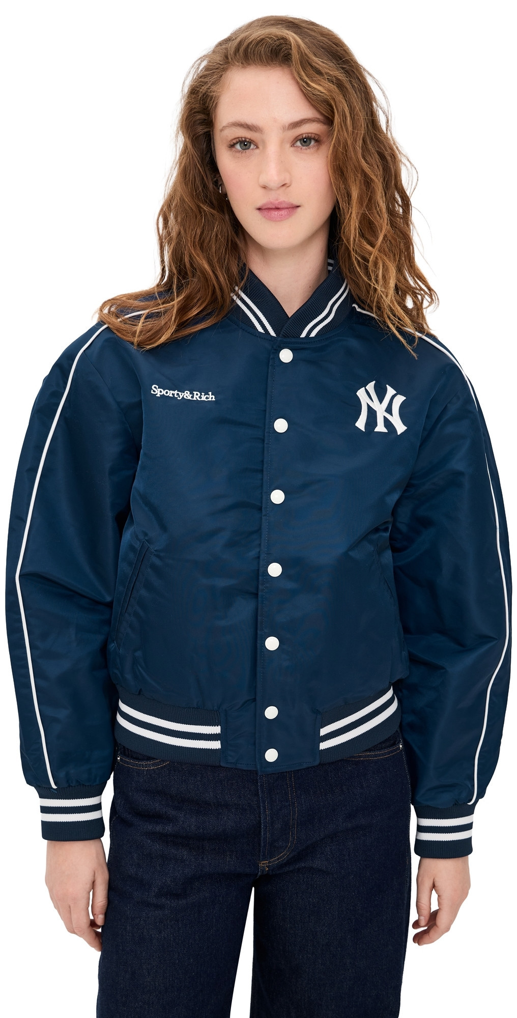 Sporty & Rich Yankees Varsity Jacket Dark Navy/White XS | Shopbop