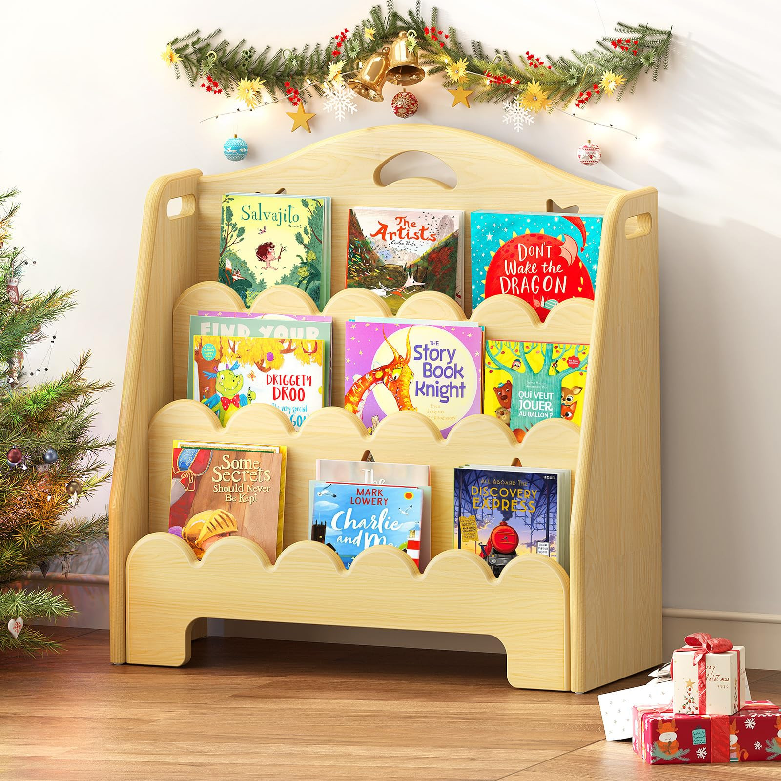 3-Tier Montessori Wooden Bookshelf for Kids, Toddler Book Rack Toy Organizer and Storage, Small B... | Amazon (US)