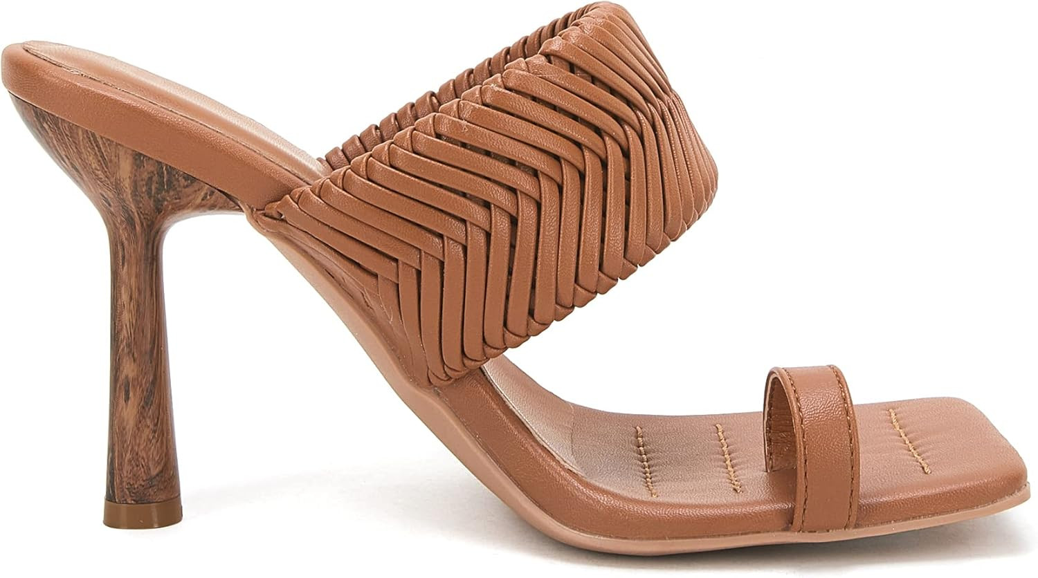 VETASTE Women's Braided Heeled Mule Sandals Square Open Toe Stiletto Backless Strappy Slip On Sli... | Amazon (US)