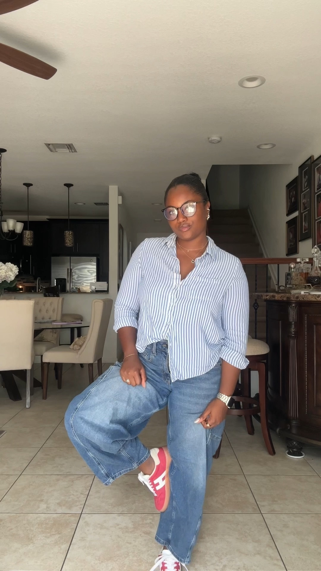 Outfit of the day 💙
— top: @H&M 
— pants: @ShopRUTI 
— shoes: @Tommy Hilfiger 
— jewelry: @TJ Maxx @apple 
#ootd #outfitoftheday #whatiwore #tiktokfashion 

#LTKPetite #LTKStyleTip #LTKBeauty