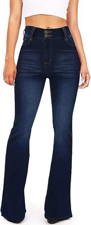 KDF High Waisted Flare Jeans for Women Bell Bottom Jeans with Belt for Women Stretch Wide Leg Jea... | Amazon (US)