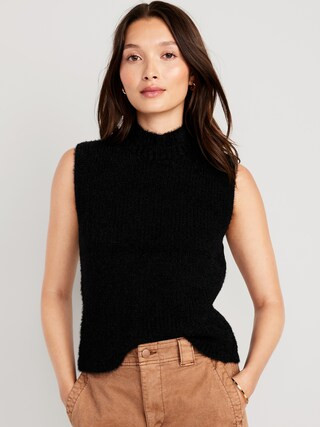 Sleeveless Mock-Neck Eyelash Sweater for Women | Old Navy (US)