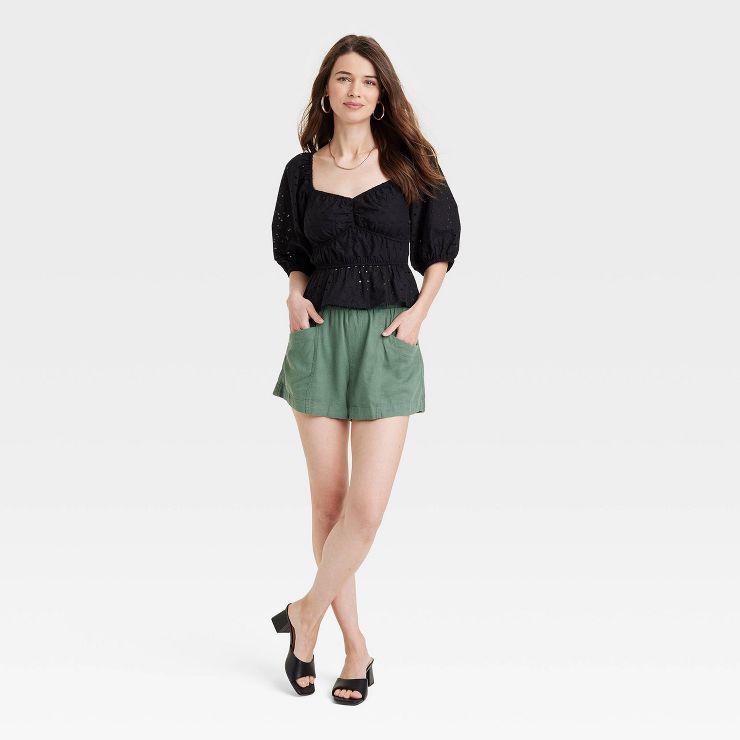 Women's High-Rise Linen Pull-On Shorts - A New Day™ | Target