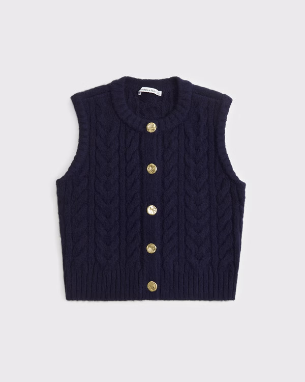 Women's Cable-Knit Sweater Vest | Women's Tops | Abercrombie.com | Abercrombie & Fitch (US)