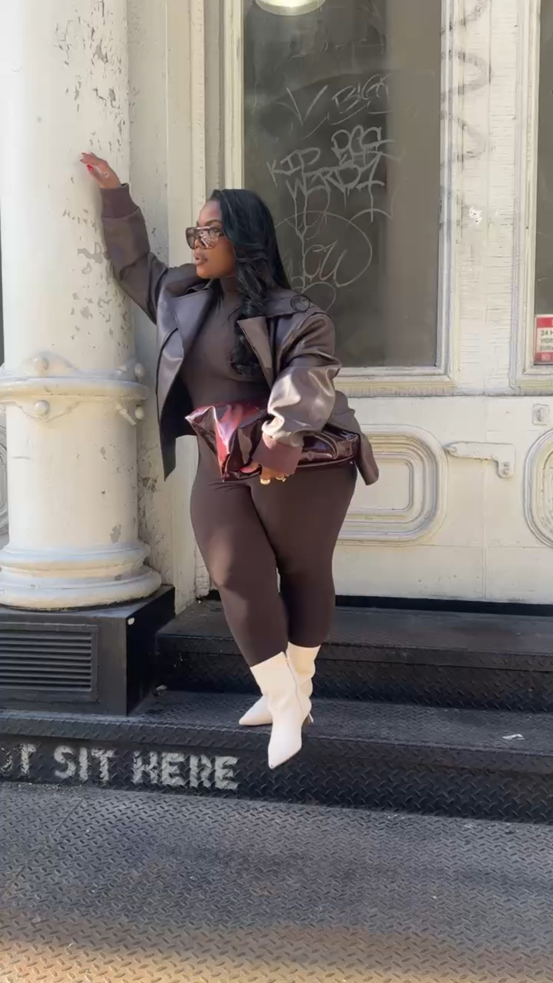 Looking for your next monochrome outfit? An all brown outfit is so stylish! 

Loving this brown catsuit and this brown leather jacket. 

#midsizestyle #midsizefashion #monochromeoutfit #leatherjacket

#LTKPlusSize #LTKStyleTip #LTKMidsize