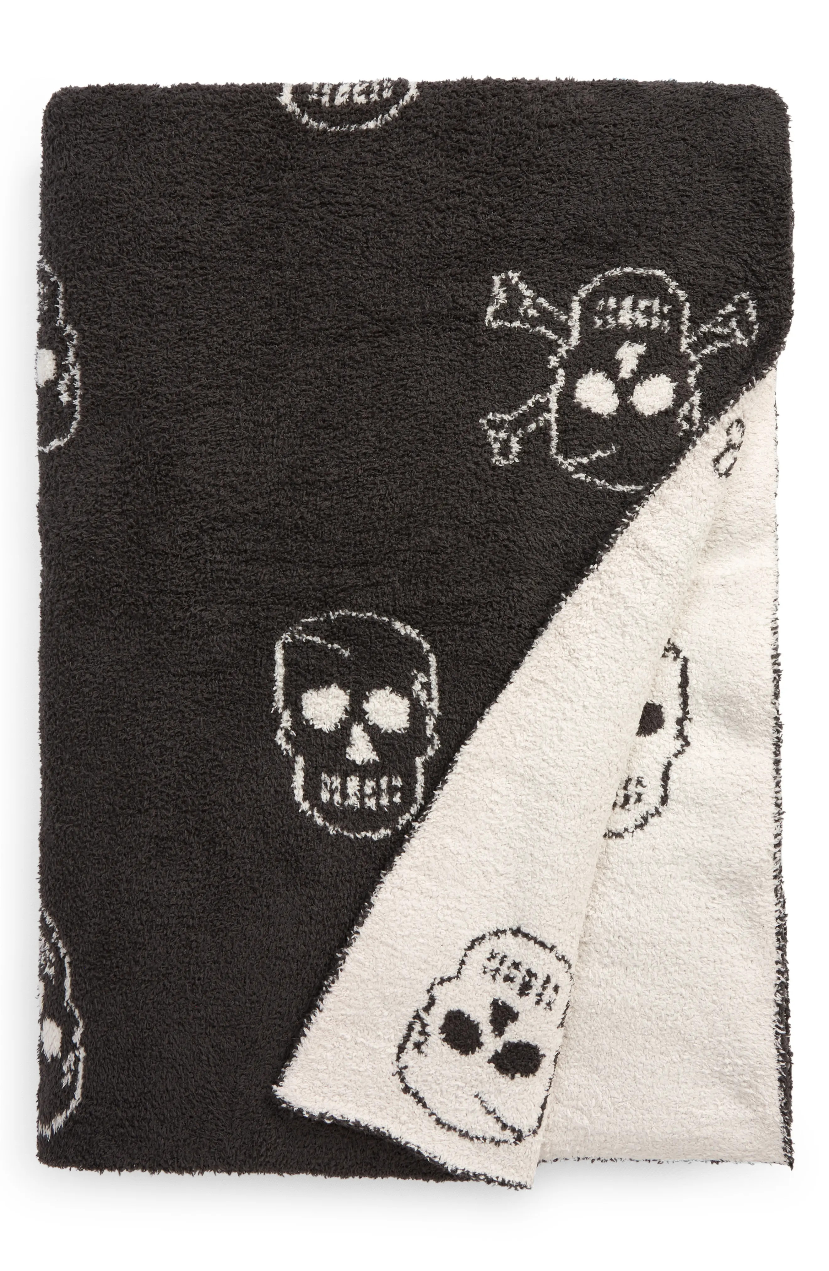 Barefoot Dreams(R) CozyChic(TM) Skull Throw Blanket in Carbon/Almond at Nordstrom | Nordstrom