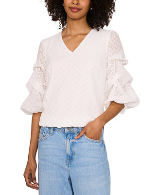 Vince Camuto Women's Bubble-Sleeve Jacquard Top - Macy's | Macy's