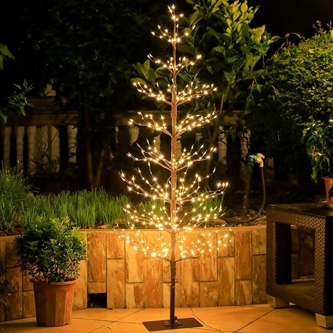 LED Tree Light 5ft 518L Warm White Artificial Tree Decoration for Bedroom Indoor Outdoor Home Fes... | Amazon (US)
