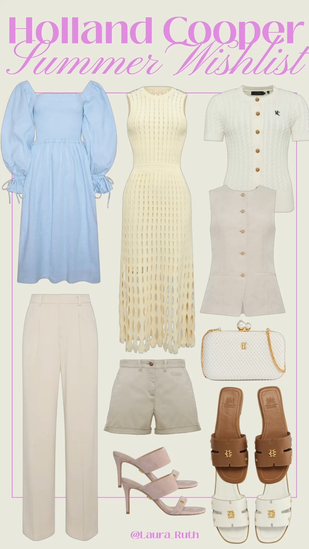 Holland Cooper summer wishlist 🤍 neutral outfits, linen tailoring, chic dresses, capsule wardrobe, quiet luxury style, summer essentials, elevated basics, summer dresses 

 #LTKuk #LTKsummer #LTKtravel
