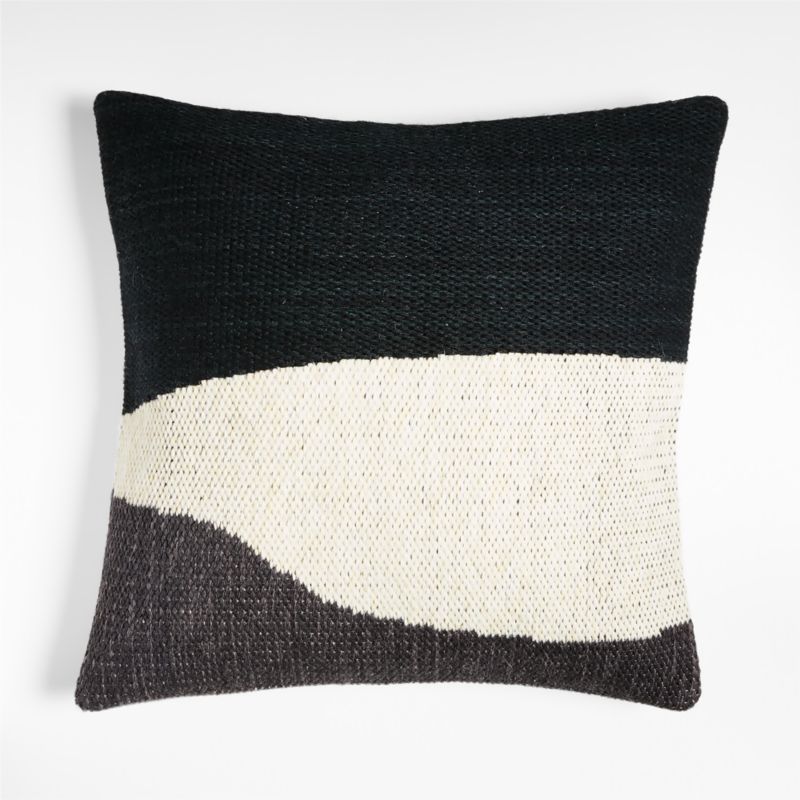 Corby 23" Geometric Kilim Ink Black Pillow Cover + Reviews | Crate & Barrel | Crate & Barrel