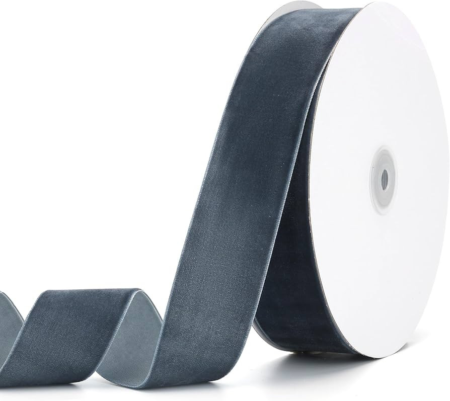 Dark Dusty Blue Velvet Ribbon 1-1/2" x 20Yd,Great for Gift Wrapping,Hair Bows Making, Wreaths,Wed... | Amazon (US)