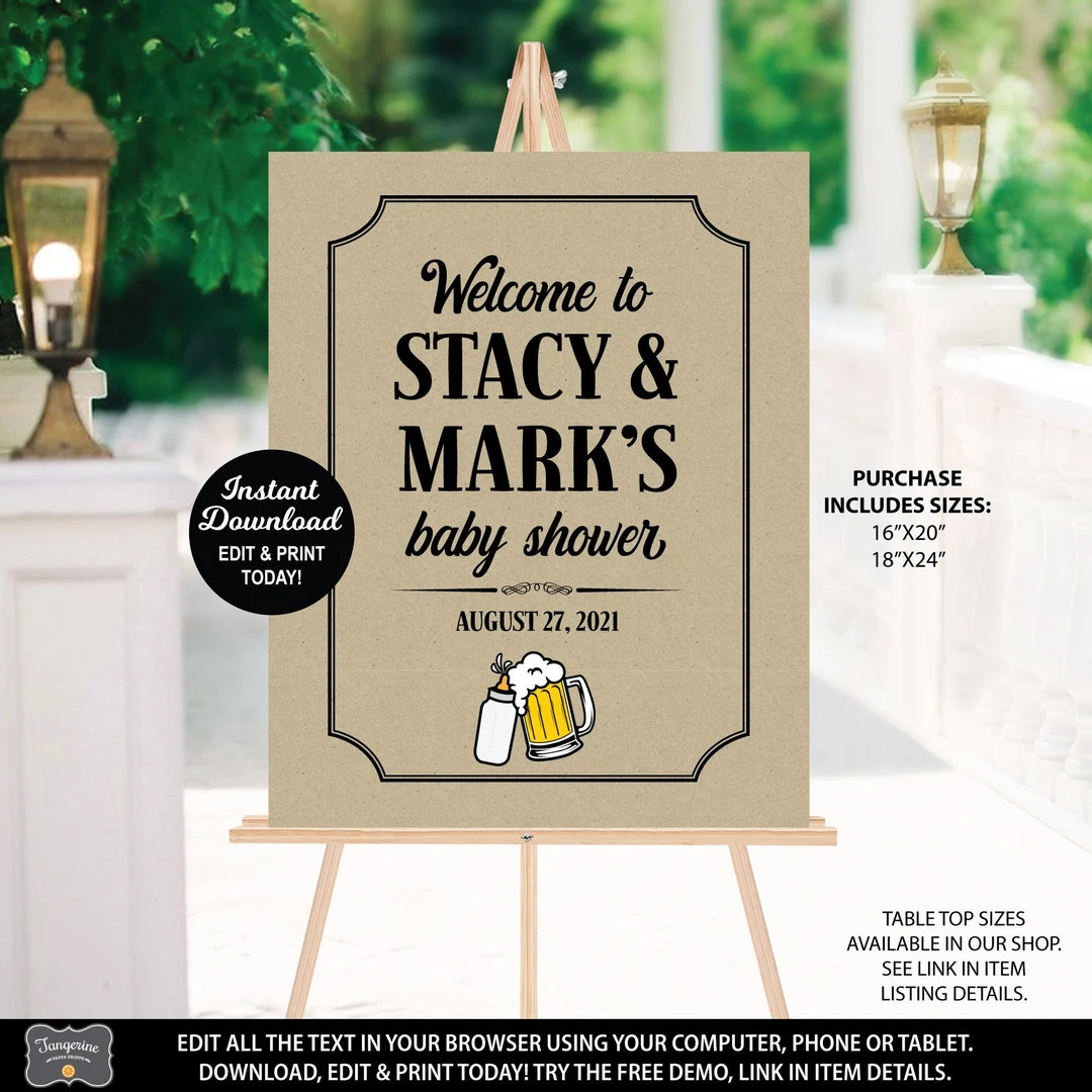 A Baby is Brewing Welcome Sign, Beer Baby Shower Sign, Coed Baby Shower Sign, Couples Baby Shower... | Etsy (US)