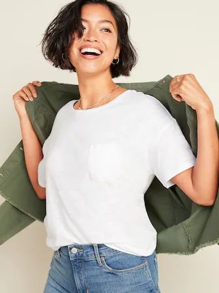 Loose Slub-Knit Easy Pocket T-Shirt for Women | Old Navy (US)