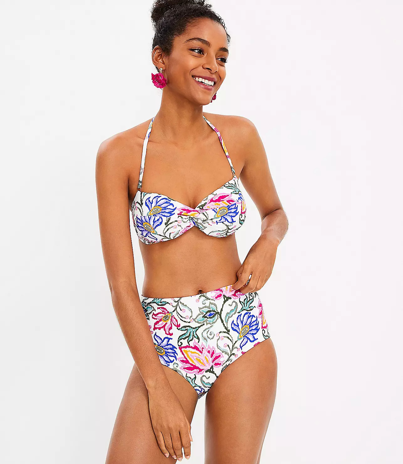 LOFT Beach Floral High Waist Bikini Bottom | LOFT