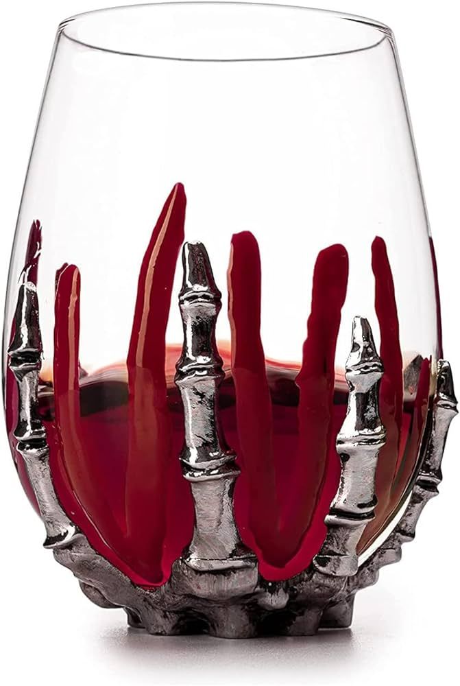 Skeleton Wine Glass, Halloween Bloody Hand Wine Skull Glass - 12oz Skeleton Glasses 5" H, Goth Gi... | Amazon (US)