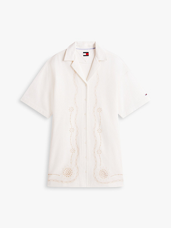 Relaxed Fit Mini-Hemdkleid mit Lochstickerei | Tommy Hilfiger (DE)
