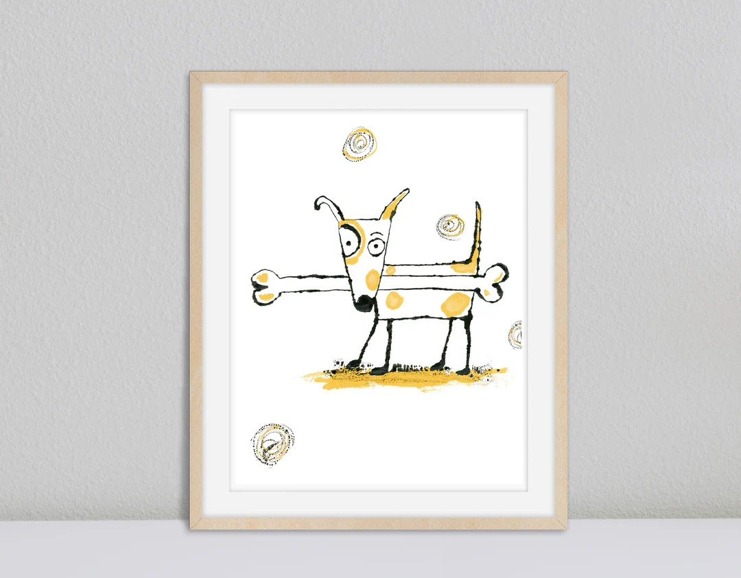 Cute Dog Art Whimsical Dog Print Animal Art Printable - Etsy | Etsy (US)