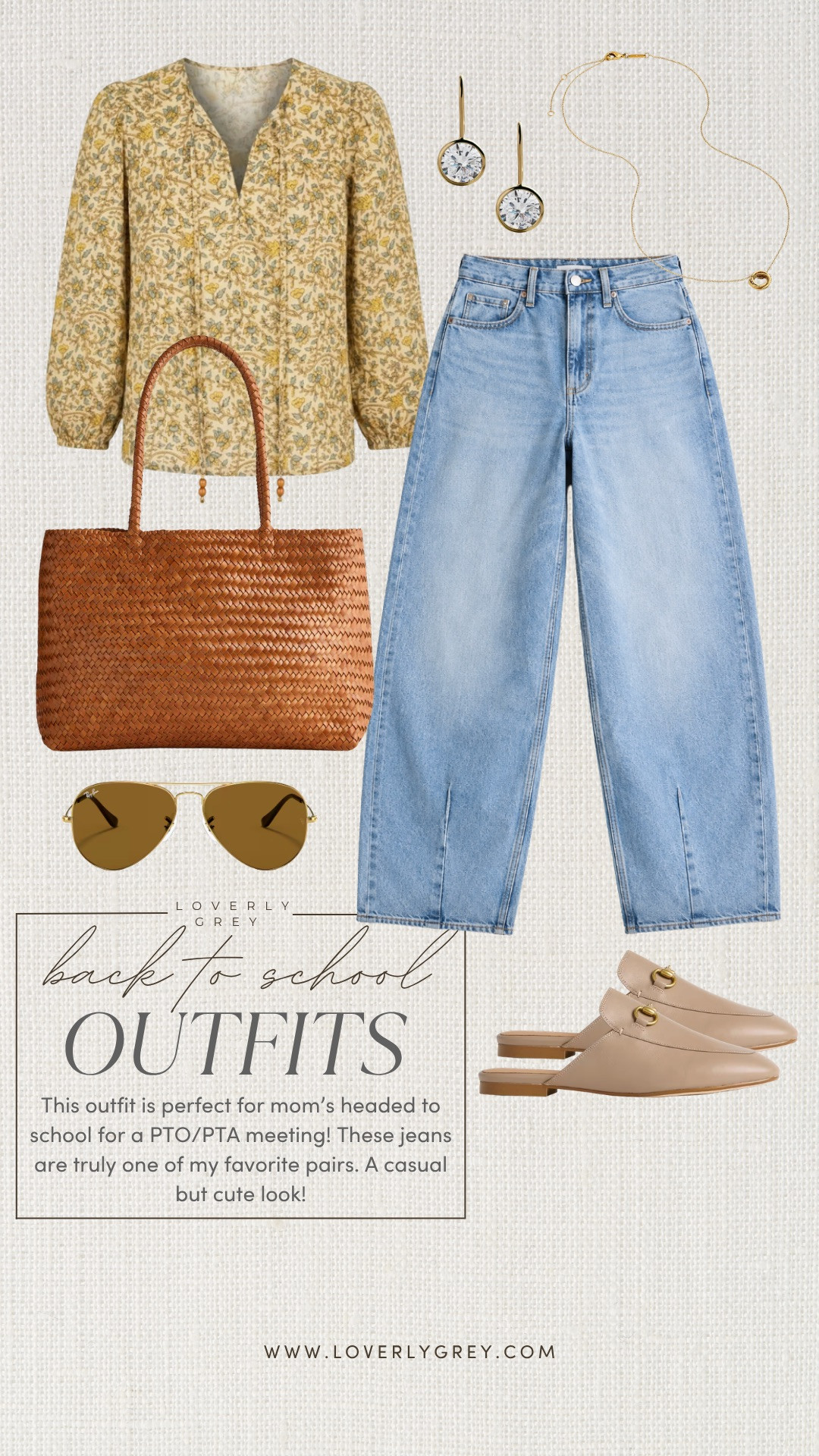 How cute is this blouse?! This is such a great transitional top from summer to fall! Love this look for a meeting at your kid's school!

Loverly Grey, back to school outfits, barrel jeans, fall blouse, mules, tote bag, mom outfit 

 

#LTKootd #LTKmomlife