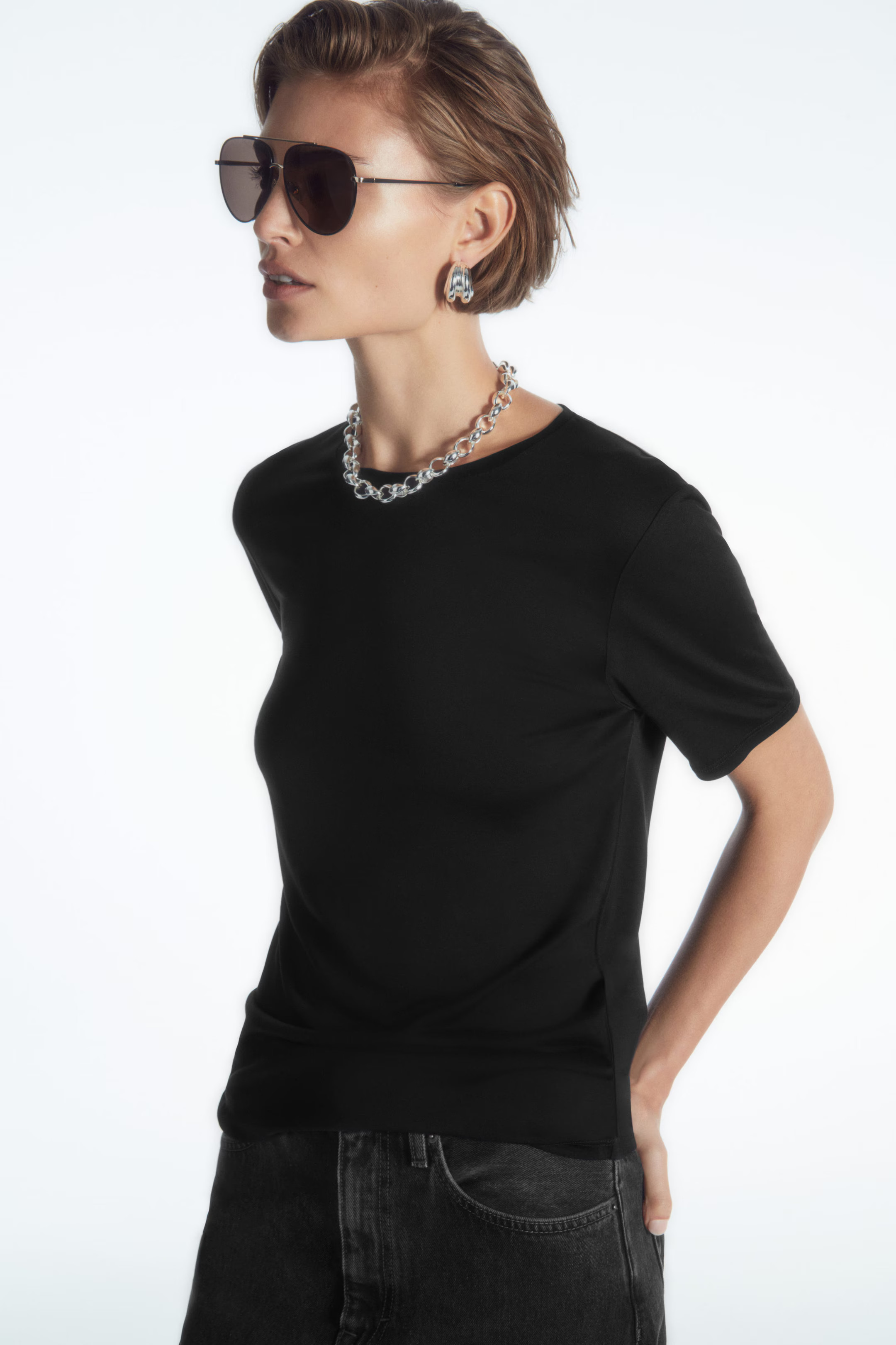 PURE SILK T-SHIRT - BLACK | COS (AU)