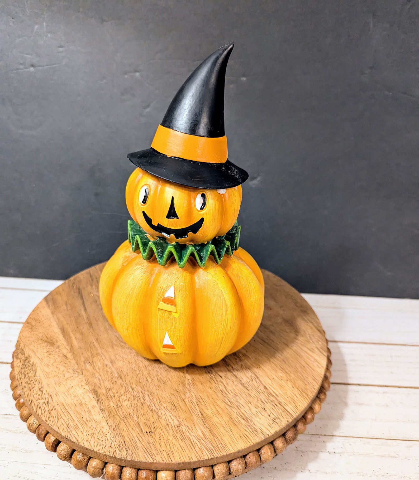 Halloween Jack O Lantern With With Hat Figurine , Pumpkin Stack Witch Hat Figure , Pumpkin Witch ... | Etsy (US)